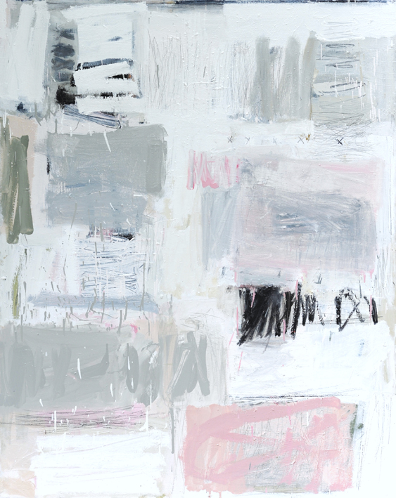 SYLVIA McEWAN_WHITE FIELD WITH GREY AND PINK_2015_150x120cm_oil on canvas_SOLD