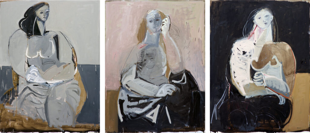 SYLVIA McEWAN_THREE GRACES Series V11 (triptych)_no1 SOLD, 2 SOLD, 3 SOLD, (triptych)_122x276cm_oil on linen