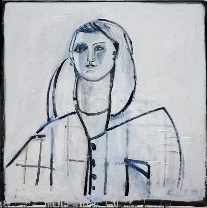 SYLVIA McEWAN_WOMAN WITH WHITE BLOUSE_102x102cm_oil on linen