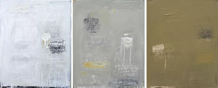 SYLVIA McEWAN_WHITE,GREY,GREEN FIELD (triptych)_50x40cm each_oil on canvas_private commission 2022_SOLD